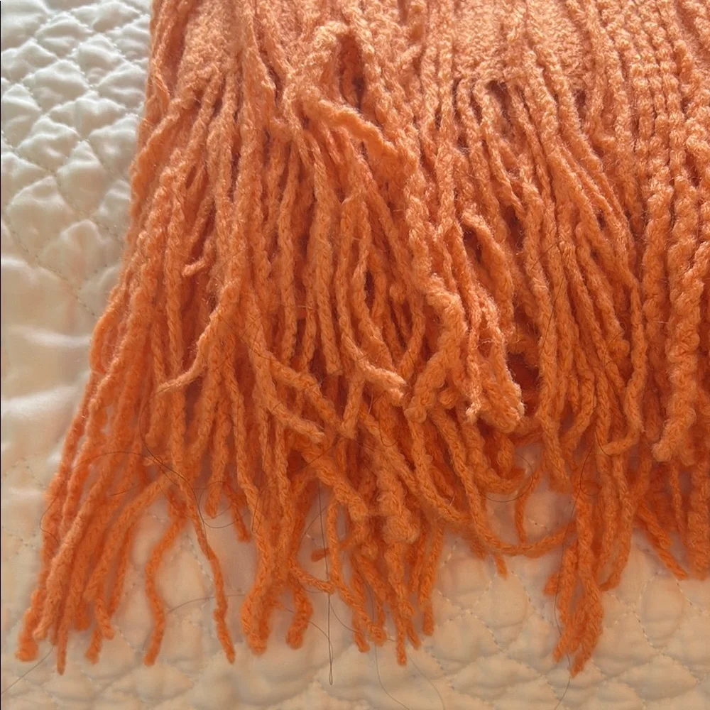Orange Knit 50x60 Throw with Fringe